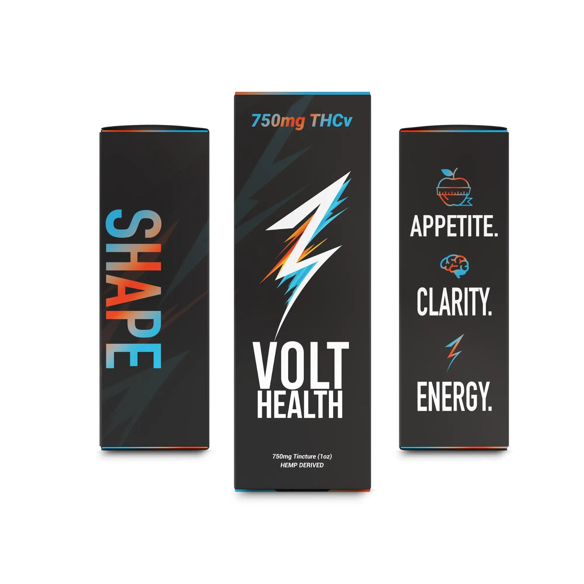 Volt Health, Shape, Packaging, Box, Front, Right and Left Panels